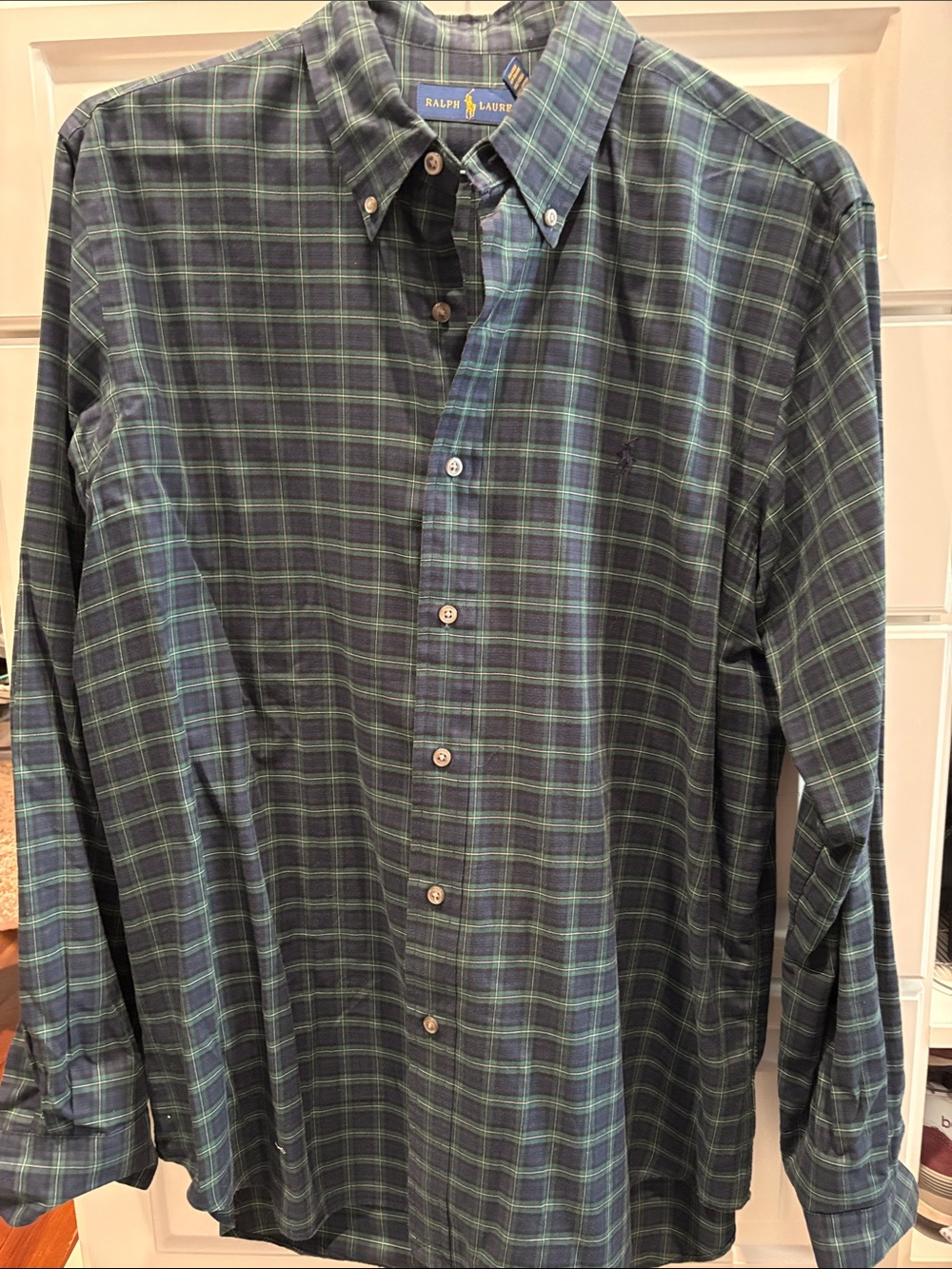 Ralph Lauren Navy and Green Plaid Button-Down Shirt